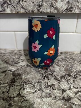 NWT Complete Home Floral Navy Stainless Steel Insulated Tumbler 16oz